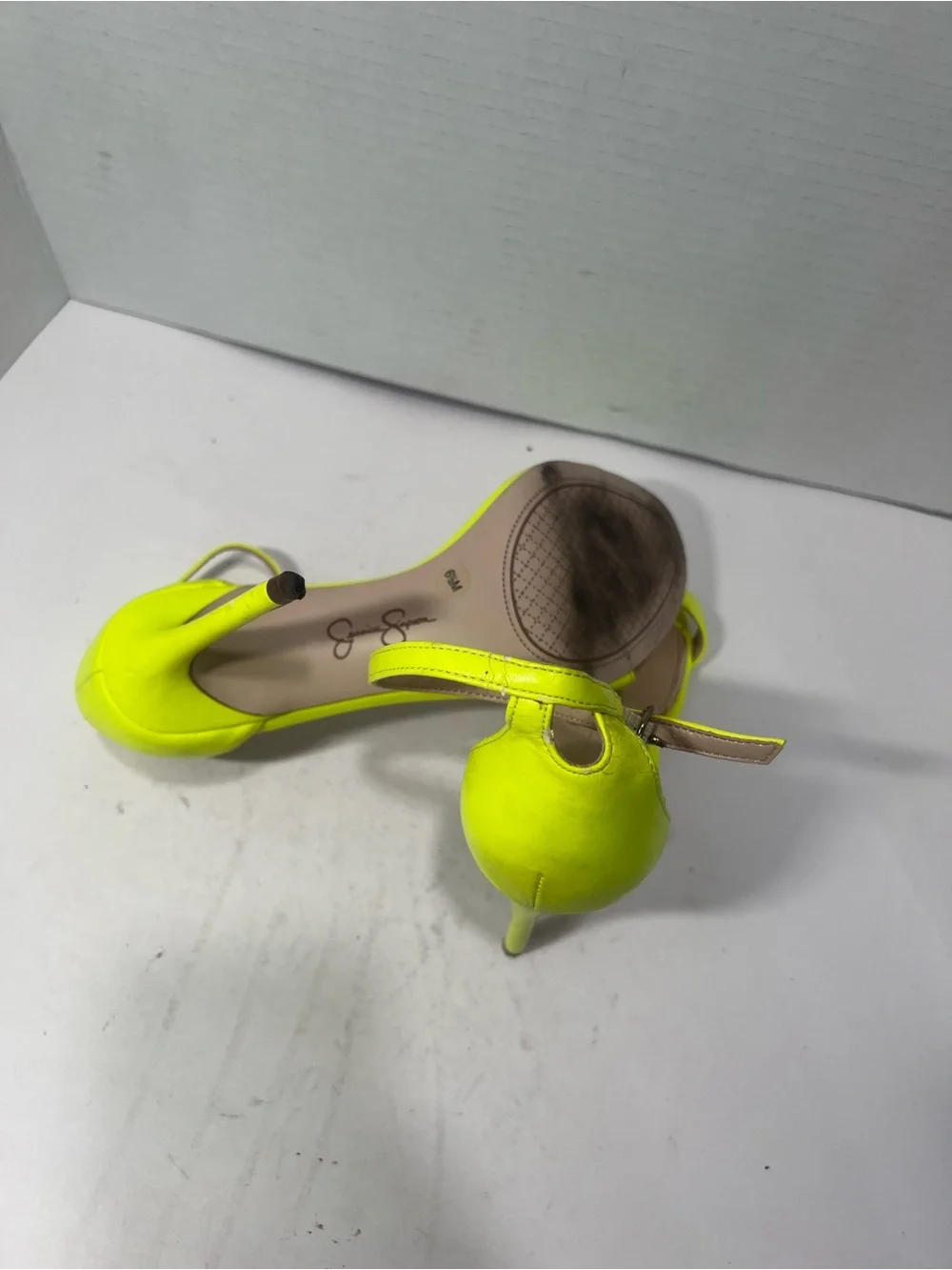 Jessica Simpson Neon Yellow Ankle-Strap Stiletto Sandals